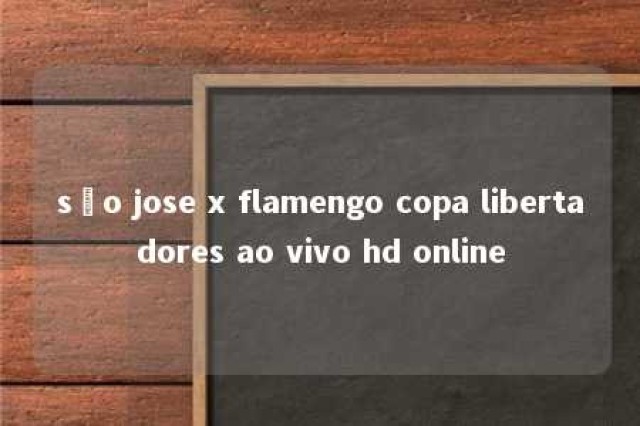 são jose x flamengo copa libertadores ao vivo hd online 